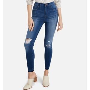 Madewell Jeans 10 High Rise Skinny Dark Wash Ripped Raw Hem Denim WMNS 28 Casual
